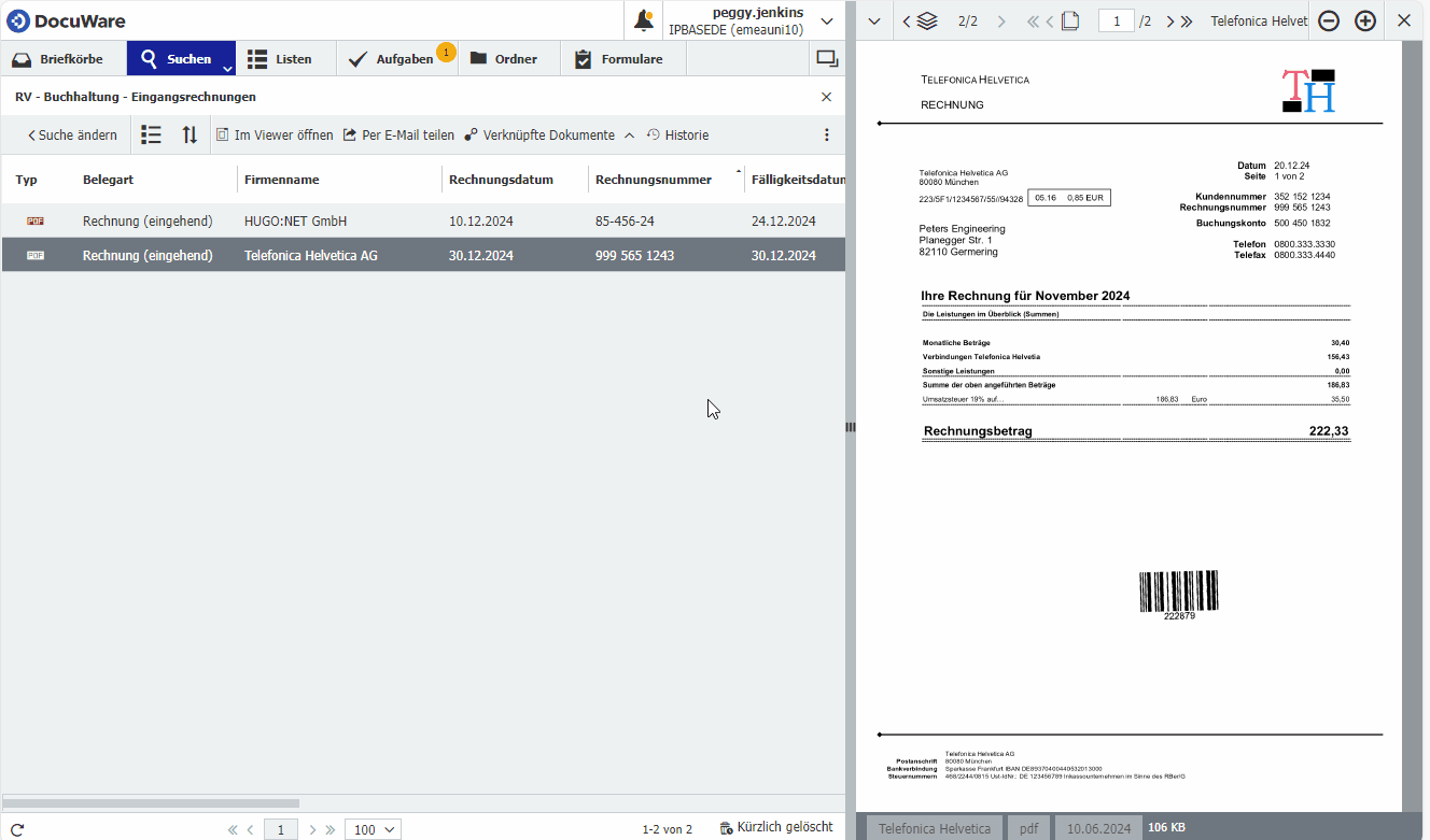 Ergebnislisten im Client anpassen
